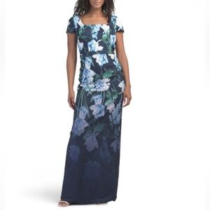 RENE BY RENE RUIZ Short Sleeve Cascading Floral Gown